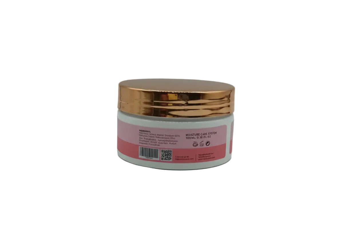 Jar with a gold lid on a white background